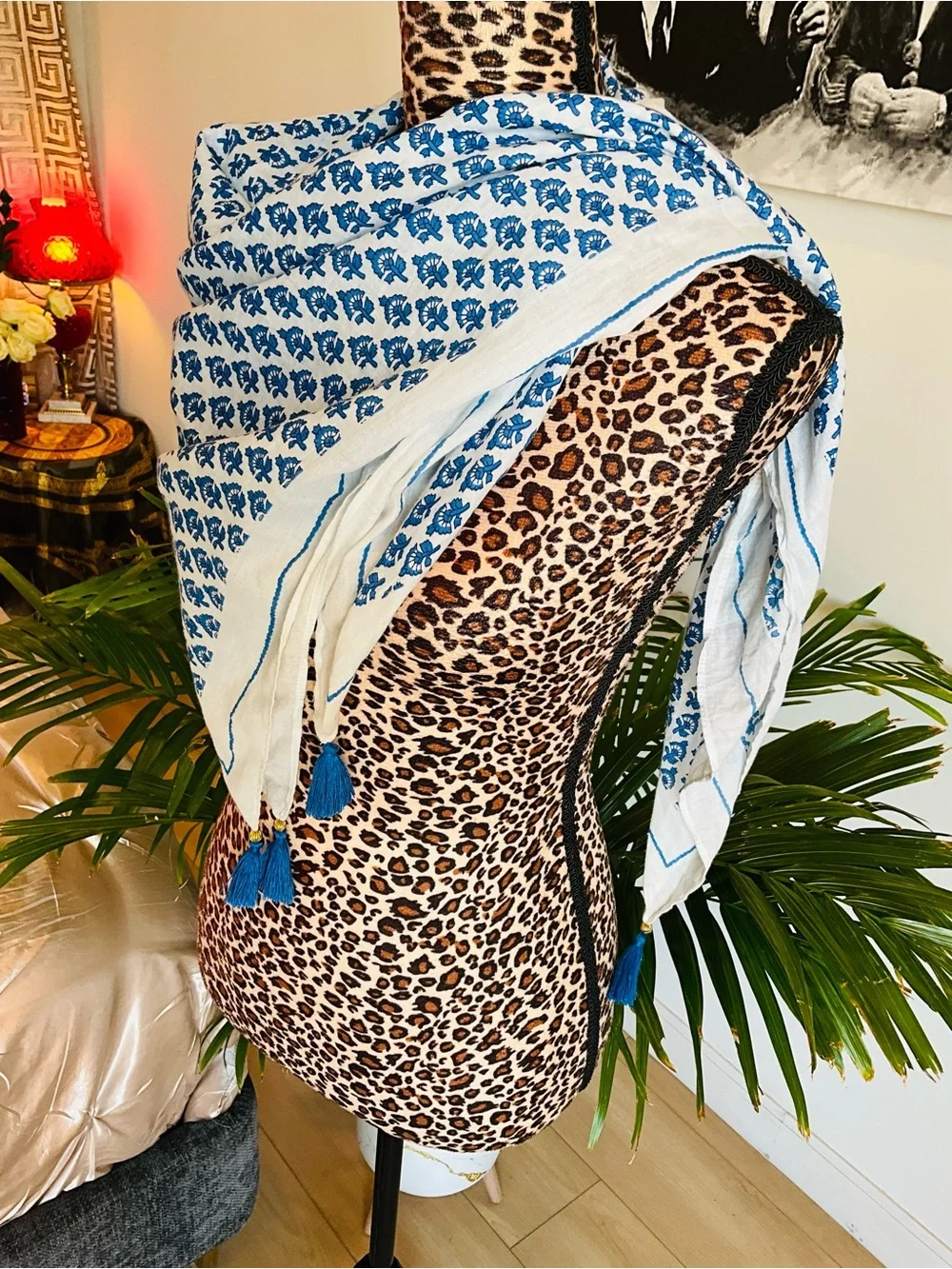 Blue and White Scarf